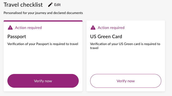 Sample UI, checklist items